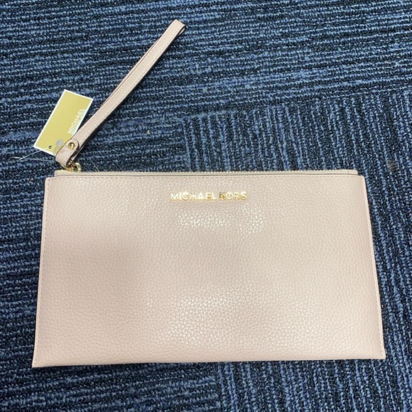 🌸 Brand New Michael Kors Large Zip Clutch - Blossom Leather, Jet Set, 10x6x1in - Picture 1 of 4